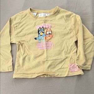Zara Kids Yellow Bluey Graphic Long Sleeve Top with Pink Accents